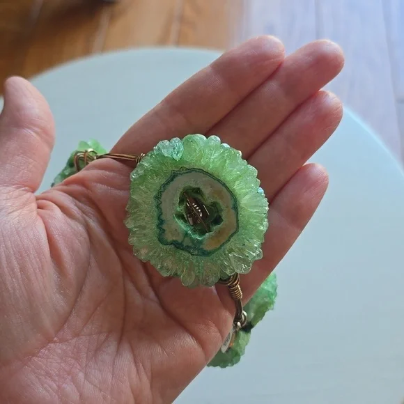 Bourbon & Boweties Green Geode Bangle Bracelet - Picture 4 of 4